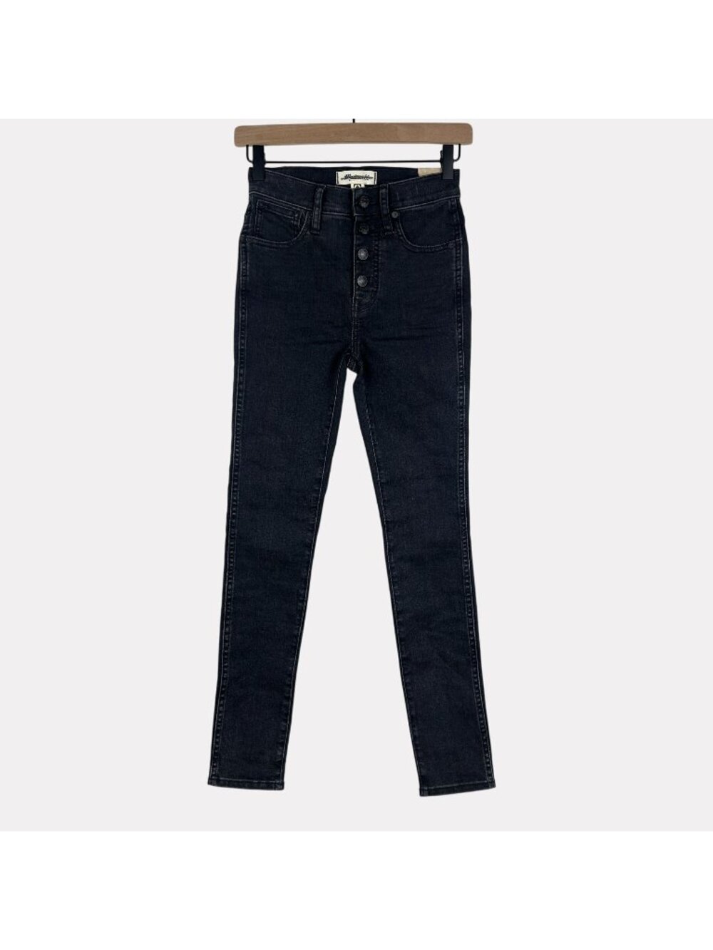 Madewell 10" High Rise Skinny Jeans Womens 23 Black Five Pocket Button Fly New